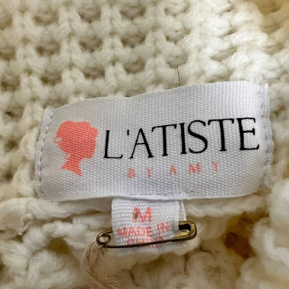 L'Atiste By Amy Womens Cream Cowl Neck Sleeveless Pullover Sweater Size Medium - Picture 7 of 8